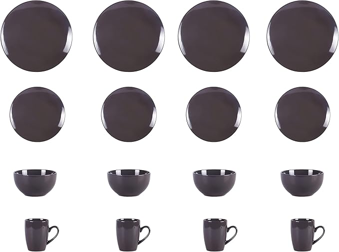 Color Wave Stoneware 16pc Dinnerware Set, Autumn Grey