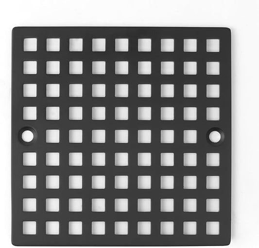 4" Shower Drain Cover - Square Floor Drain Cover Replacement - Hair Catcher/Drain Strainer for Bathrooms, Showers, and Sinks - SUS304 Stainless Steel & Matte Black
