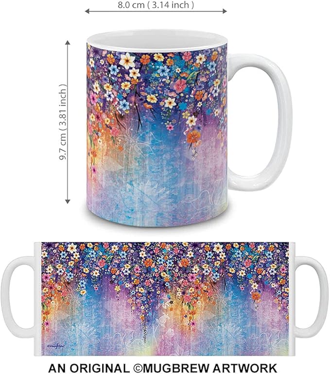 MUGBREW Watercolor Flower Ceramic Coffee Mug Tea Cup, 11 OZ