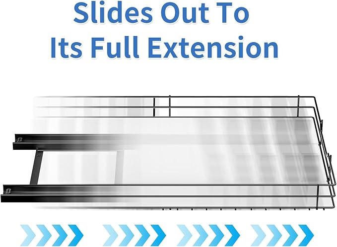 Pull Out Spice Rack, Slide Out Spice Rack for Cabinet, Spice Organizer for Kitchen and Pantry, Fits Spices, Sauces, Canned Food (10.5''Wx10.5''Dx2.5''H)