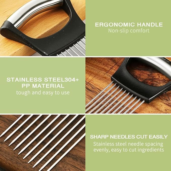 Onion Slices Holder: Ultifunctional Fruit Egg Onion Holder for Slicing,Lemon Slicer Vegetable Cutter,Loose Meat Pin, Kitchen Chopper Slicing Tool (1PCS)