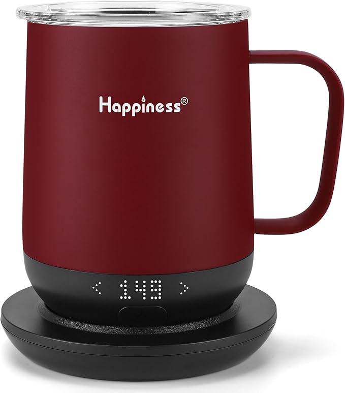 Happiness Smart Heated Coffee Mug,12oz Rechargeable Electric Self Heating Temperature Control Coffee Cup