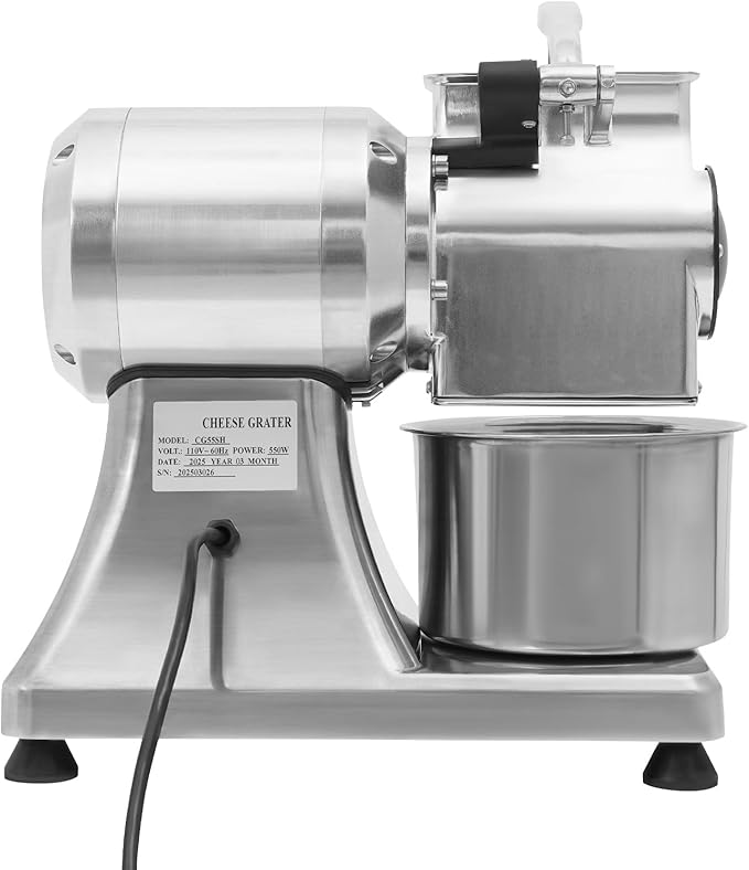 Bepritm Electric Cheese Grater, 550W Commercial Cheese Grinder with Stainless Steel Bucket, Desktop Large Stainless Steel Cheese Grating Machine for Block Cheese Fruit Veggies, 88lb/Hour