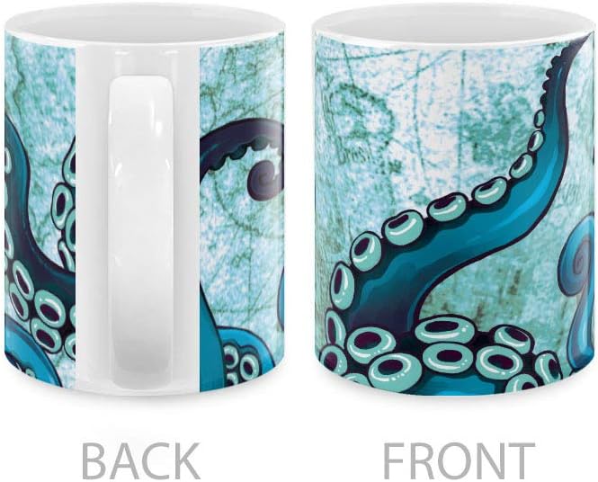 MUGBREW Octopus Tentacles World Map Ceramic Coffee Mug Tea Cup Fun Novelty, 11 OZ