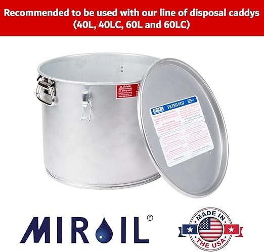 MirOil Filter Bag & Frame Combination Set for Silver Pots – Heavy-Duty Filter Compatible with MirOil 60L & 60LC Oil Pails, for Commercial Kitchen Shortening Filtration for Kitchen