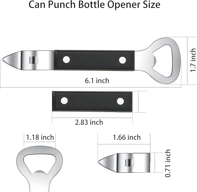 Can Punch Bottle Opener, Manual Stainless Steel Can Opener 2 Pack