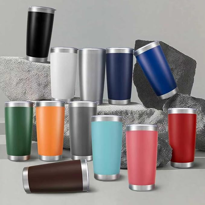 20 oz Tumbler with Lid Stainless Steel Insulated Tumblers Double Wall Vacuum Coffee Mug Powder Coated Tumbler Cups for Cold and Hot Drinks, Sky Blue, 1 pack