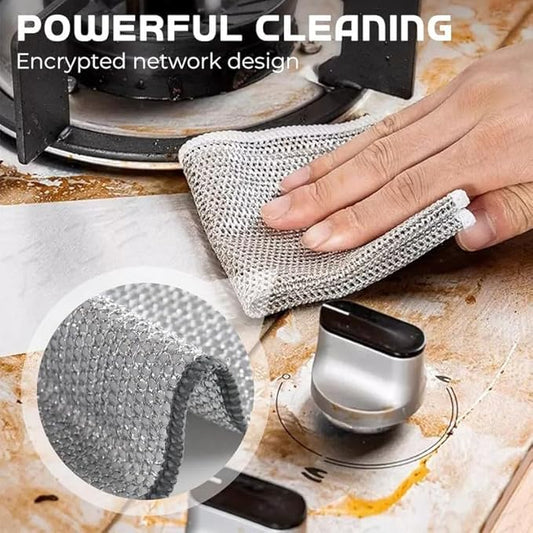 Kruggo 2025 Upgraded Multipurpose Wire Dishwashing Rags, Metal Cloths Towels Scrubs Cleans, Wet and Dry Non-Scratch Dishcloth for Dishes, Sinks (10 Pack)