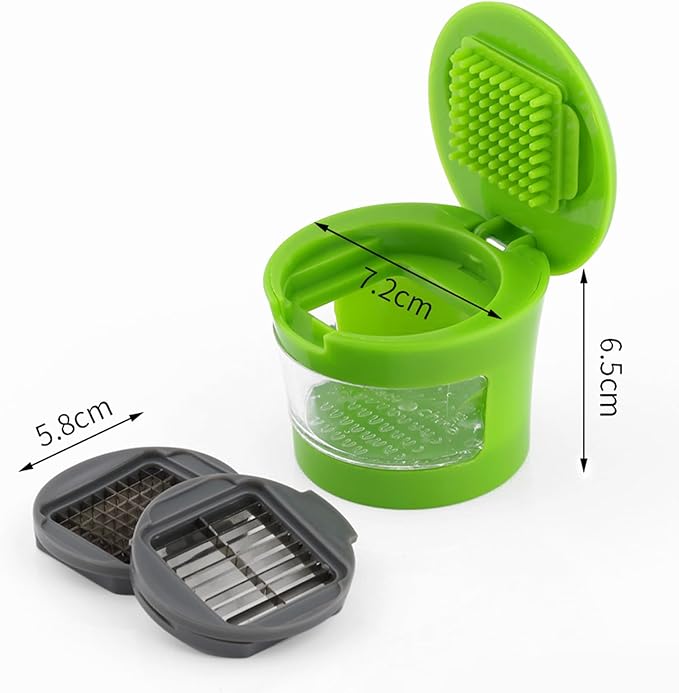 Garlic Chopper with Storage Container, Manual Garlic Press, Portable Ginger Press Crusher Mincer, Manual Food Processor Vegetable Chopper