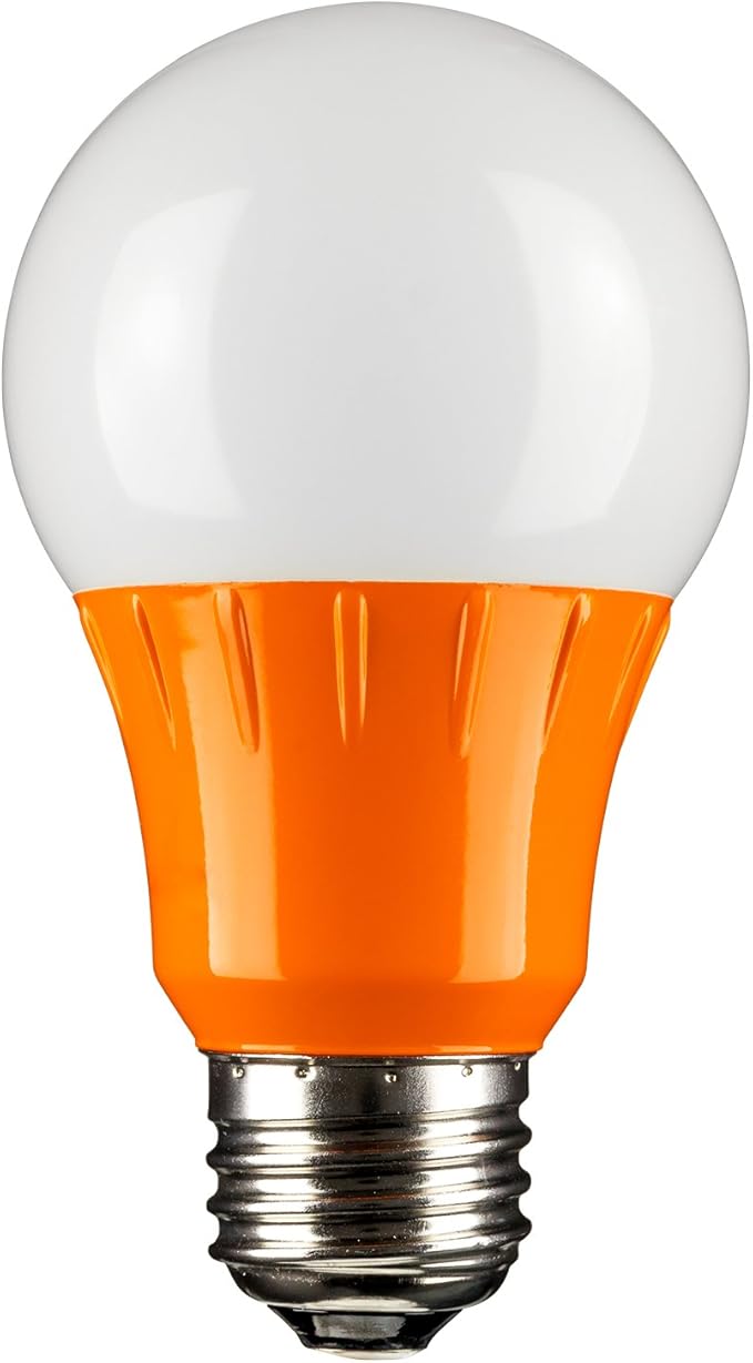 Sunlite 40470 LED A19 Colored Light Bulb, 3 Watts (25w Equivalent), E26 Medium Base, Non-Dimmable, UL Listed, Party Decoration, Holiday Lighting, 6 Count, Orange