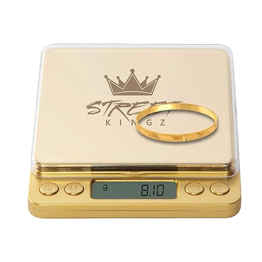 Street Kingz Gold Digital Jewelry Scale - 500g High Precision Food Scale with Multi-Unit Conversion & Piece Counting - Portable Small Digital Scale, Includes 2 Weighing Bowls