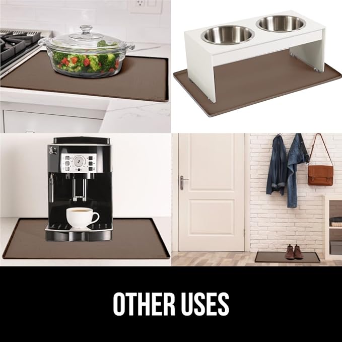 GORILLA GRIP Waterproof Silicone Under Sink Mat with Raised Lip for Kitchen and Bathroom, 28 x 22 in, Cabinet Shelf Liner Stay in Place Mats Dishwasher Safe Drawer Liner, Organizer Tray, Coffee