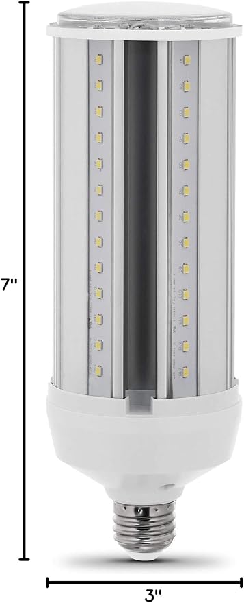 Feit Electric C4000/5K/LEDG2 300W Equivalent Mini Corn Bulb, Corn Cob High Output LED Light Bulb, E26 Base, 5000K Daylight, 3” x 3” x 7”