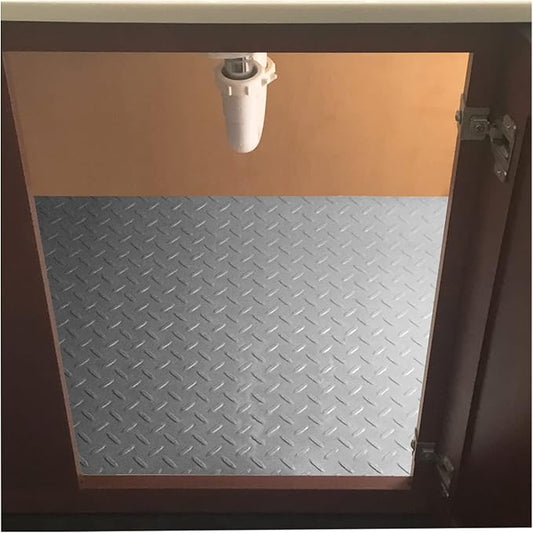 RESILIA Premium Under The Sink Mat- Large Universal Size, Cut to Fit Cabinets, Shelf & Drawer Liners, Thick Plastic Diamond Plate Surface, 24 x 48 inches, Slate Gray, Made in The USA