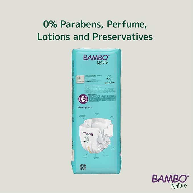 Bambo Nature Hypoallergenic Baby Diapers, Eco-Labeled Diapers, Enhanced Leakage Protection, Totally Chlorine-Free, Skin Friendly, and Super Absorbent - Size 6 (120 Count)