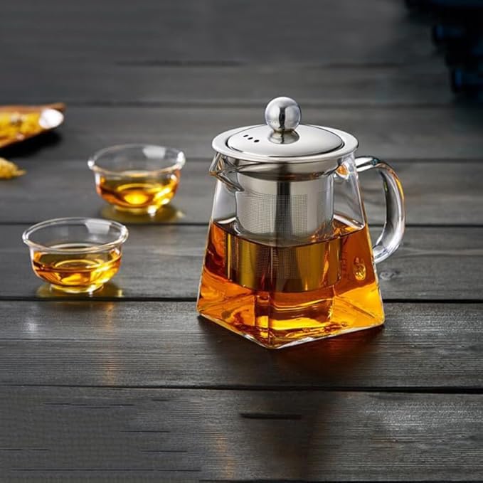 Homoyoyo Tea Kettle Stovetop Whistling Glass Tea Pot Strainer 950ml Infuser Teapot Kettle for