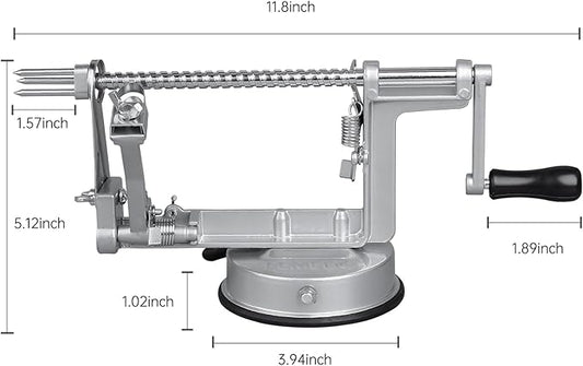Apple Peeler Slicer Corer with Stainless Steel Blades and Powerful Suction Base for Apples Pears Potatoes(Grey)