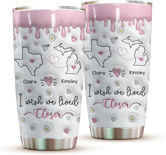 I Wish We Lived Closer 3D Inflated Effect Mug, Custom State To State Best Friend Mug, Long Distance Personalized Gifts For Women