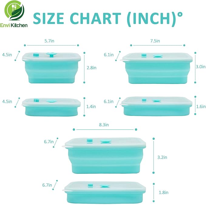Food Storage Containers with Airtight Lids - Collapsible Container for Kitchen, Pantry Organization - Silicone Air Tight Snack, Lunch Organizer Set - Oven, Microwave, Freezer-Safe - 3 Pack