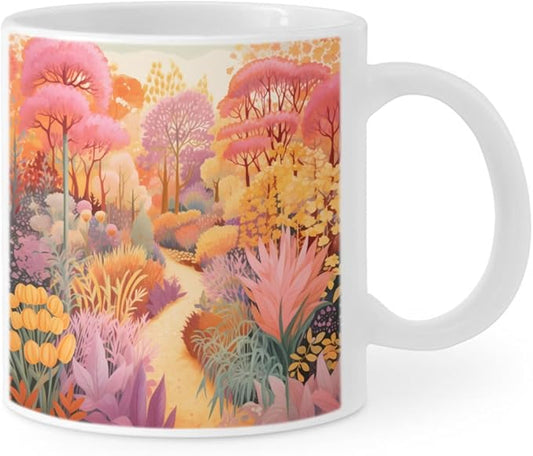 Coffee Mugs Forest Pattern Ceramic Latte Mug with Handle 11 OZ for Men Women for Latte Cappuccino Cocoa Milk Dishwasher & Microwave Safe