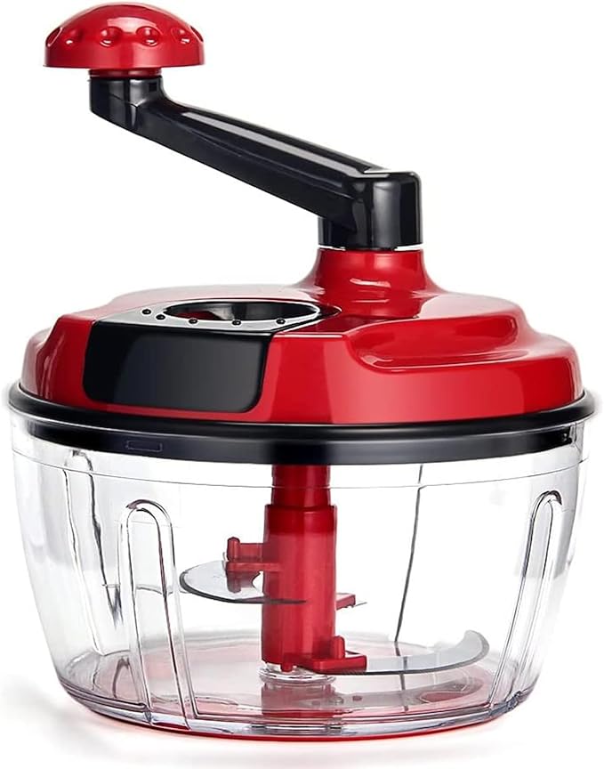 Multi-Functional Manual Food Processor,8 Cup Hand-powered Crank Chopper,Mincer Blender with Clear Container,for Vegetables Meat Fruits Nuts Herbs Onions