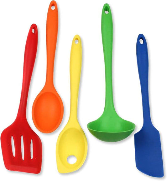 Chef Craft 5 Piece Multicolored Premium Silicone Kitchen Tool Set, Assorted (42086)