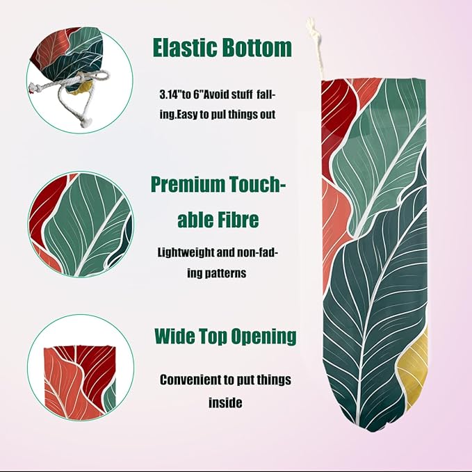 Palm Leaves Plastic Bag Holder, Wall Mount Plastic Bag Holders for Grocery Bags, Large Reusable Plastic Shopping Bags for Home Kitchen Pantry Decor, Colorful Palm Leaves Gifts for Women Mom Wife