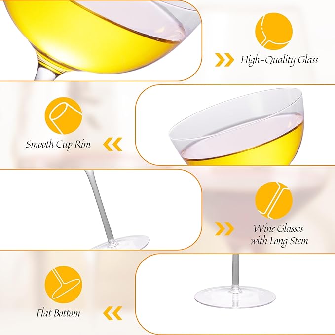 KAMMAK Martini Glasses Set of 2, 7.44 oz Clear Crystal Cocktail Glasses with Stem, Reusable Cocktail Glassware for Wedding Birthday Party, Bar, Margarita, Whiskey, Gin, Tequila, SS024