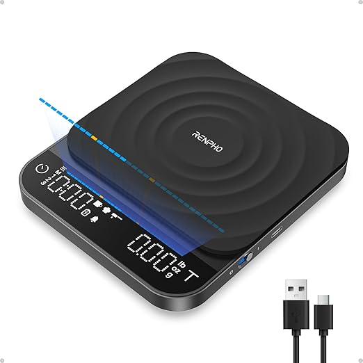 RENPHO Coffee Scale, Espresso Scale with Timer, 0.1g High Precision Rechargeable Pour Over Coffee Scale, 3kg