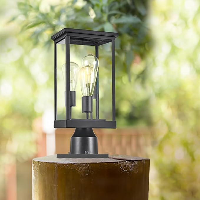 Mayfield Outdoor Post Top Light with 3-Inch Pier Base Mount Fitter, Black – Design House, 590299