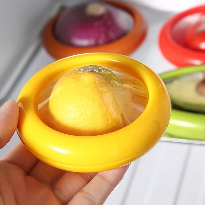 4PC Silicone film preservation box Fruit and Vegetable Storage Containers Set for Fridge, Onion Storage Container, Avocado keeper,Tomato Saver,and Lemon holder reusable silicone food savers