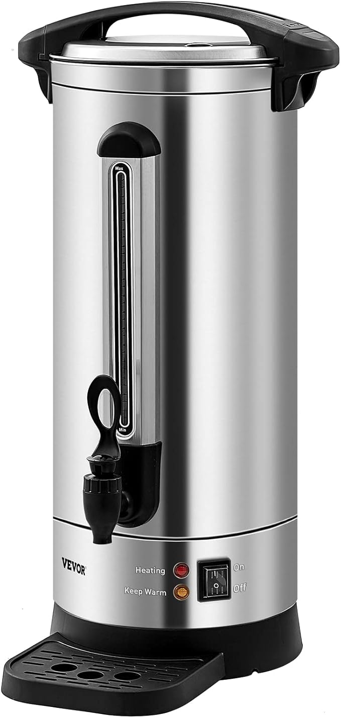 VEVOR Commercial Coffee Urn, 110Cups/16.5L Stainless Steel Large Coffee Dispenser, 1500W 110V Electric Coffee Maker Urn For Quick Brewing, Hot Water Urn for Easy Cleaning
