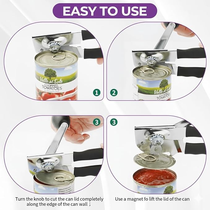 Electric Can Opener – Smooth Edge, Easy One-Touch Can Opener Electric for Seniors with Arthritis, Jar Opener, Compact Countertop Automatic Kitchen Tool for Safe and Effortless Opening