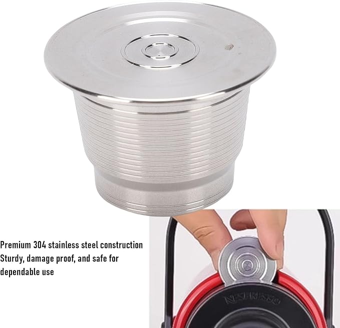 VBESTLIFE Reusable Coffee Pod, 304 Stainless Steel Reusable Metal Coffee Pod Refillable Filter Cup with Brush and Spoon