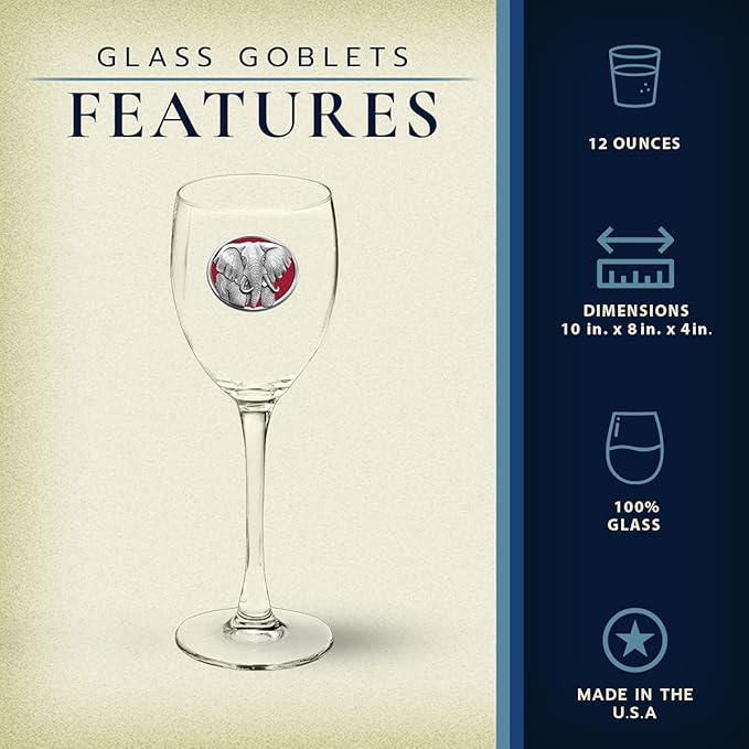Heritage Pewter Elephant Glass Goblets – Set of 2 | 12 OZ Goblet Wine Glasses | Expertly Crafted Pewter Glass