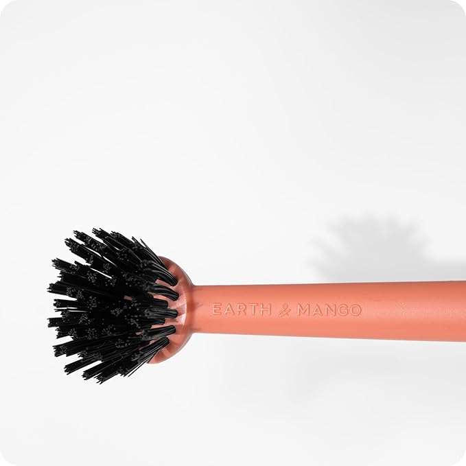 Earth & Mango Magnetic Dish Brush – Dish Scrubber with Built-in Scraper – Snaps to Sink, Dries Fast, Declutters Your Counter (Terracotta Clay)