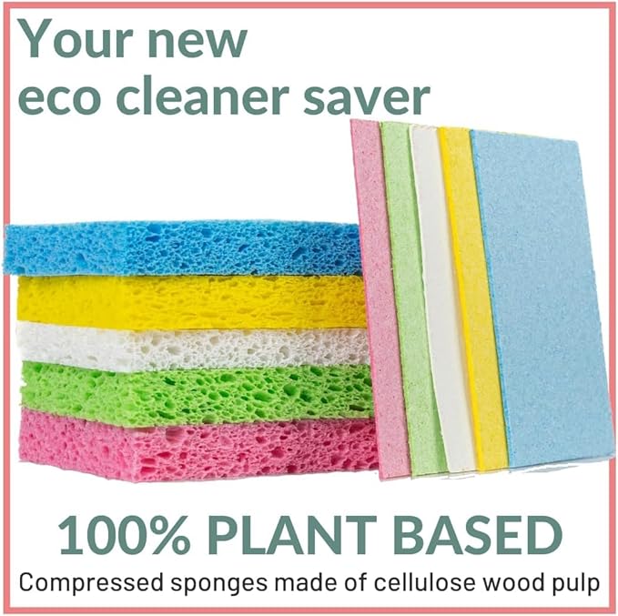 bioGo 30 Pack Compostable Pop-Up Sponges - Expanding, Non-Scratch, Plant-Based Dish - Bulk Color - Pop Up Sponge - Kitchen