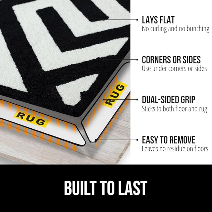 GORILLA GRIP 16 Pc Rug Gripper Pads Keep Area Rugs Corners from Curling, No Damage Reusable Double-Sided Sticky Pads, Holds Down Carpet, Stays in Place on Hardwood Floors, Grips Tile Floor, Home Décor