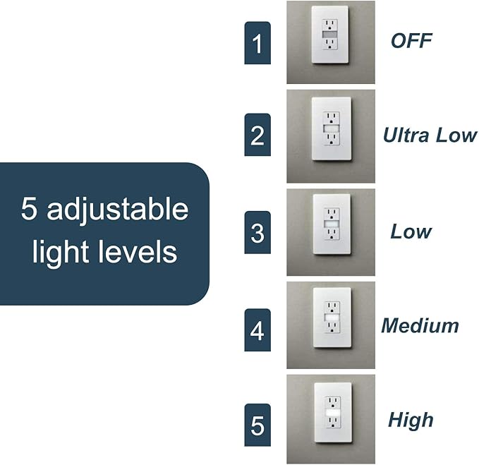 Legrand radiant NTL885TRLACC6 15 Amp Adjustable LED Night Light Outlet, Tamper Resistant Decorator Receptacle, Optional Louver, Light Almond (1 Count)