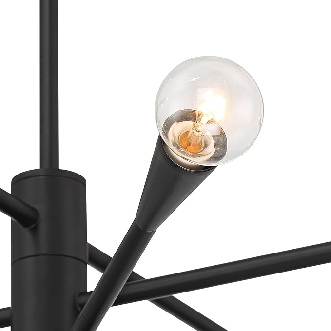 Possini Euro Design Livonia Matte Black Chandelier Lighting 29 1/2" Wide Mid Century Modern Sputnik Metal 8-Light Fixture for Dining Room House Foyer Kitchen Island Entryway Bedroom High Ceilings