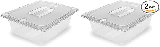 Carlisle FoodService Products 10221B07 StorPlus Half Size Food Pan, Polycarbonate, 4" Deep, Clear (Pack of 2)