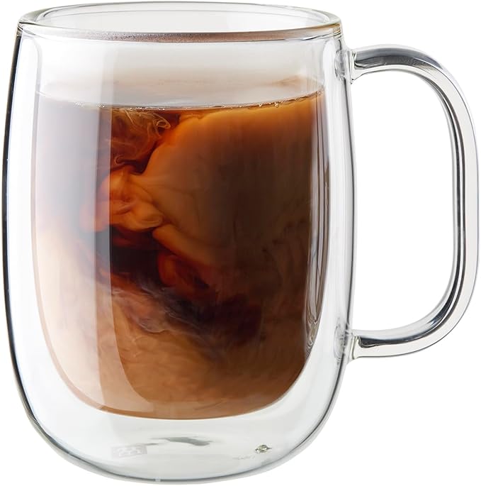 ZWILLING Sorrento Plus 2-pc Double-Wall Glass Coffee Mug Set, Clear