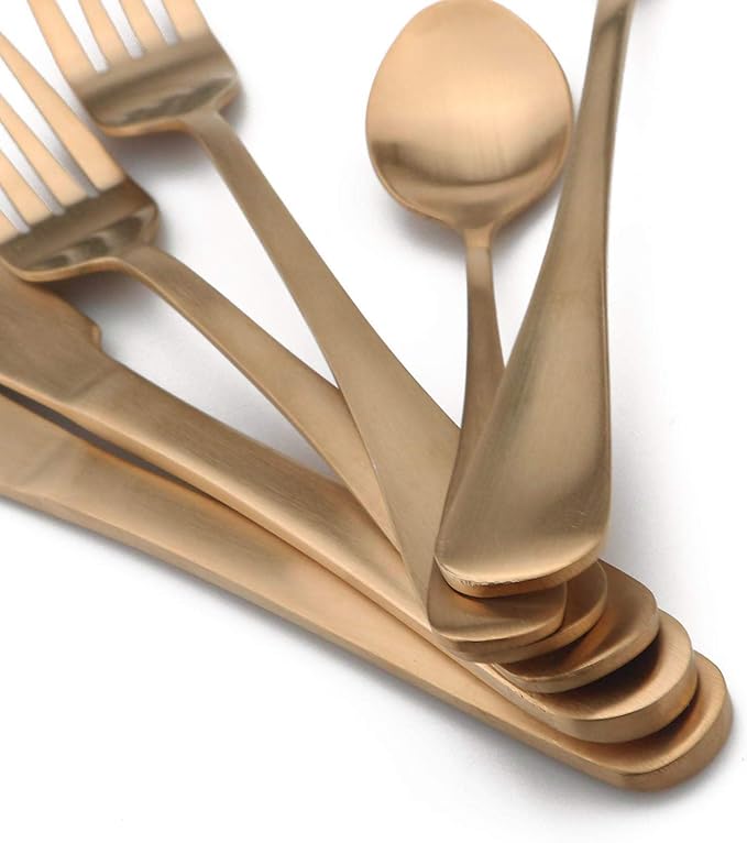 20-Piece Stainless Steel Flatware Set, Matte Finish Rose Gold, Service for 4
