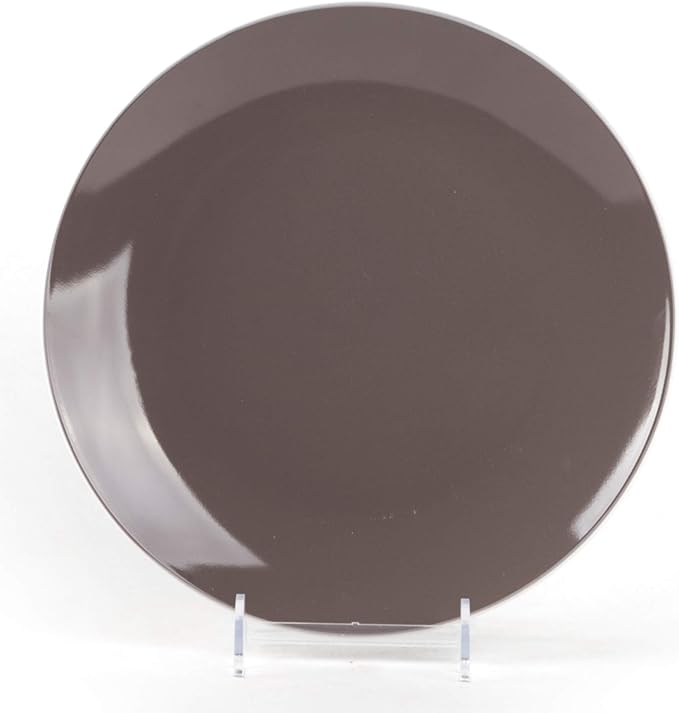 Stoneware Coupe Shape 18pc Dinnerware Set, Outside White + Inside Taupe