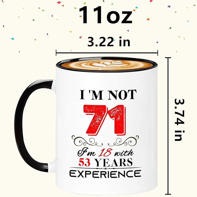1954 71th Birthday Mug for Women Men, Turning 71 Year Old Birthday Gifts for Mom, Dad, Grandma, Grandpa, Wife, Husband, Daughter, Sister, Best Friends, Coworkers, Her, Him, 11oz Coffee Cup