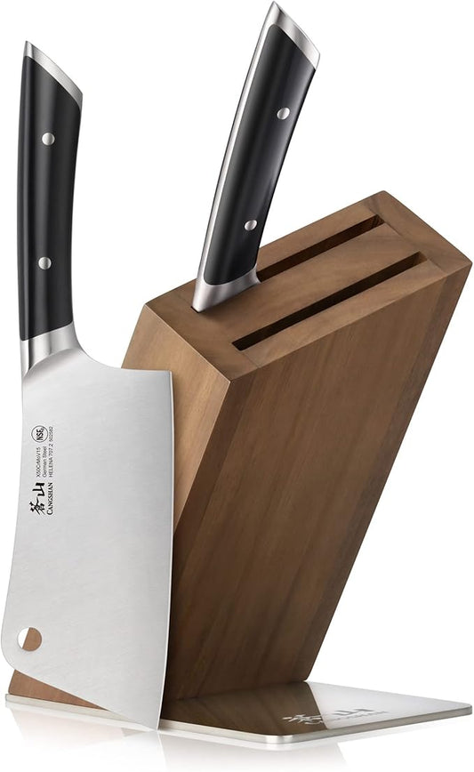 Cangshan HELENA Series German Steel Forged Cleaver Knife Block Set (3-Piece, Black)