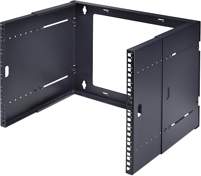 StarTech.com 2-Post 8U Wall Mounted Rack, Adjustable Depth up to 16in, for 19-inch Server/Data/Networking Equipment, Max 88lb