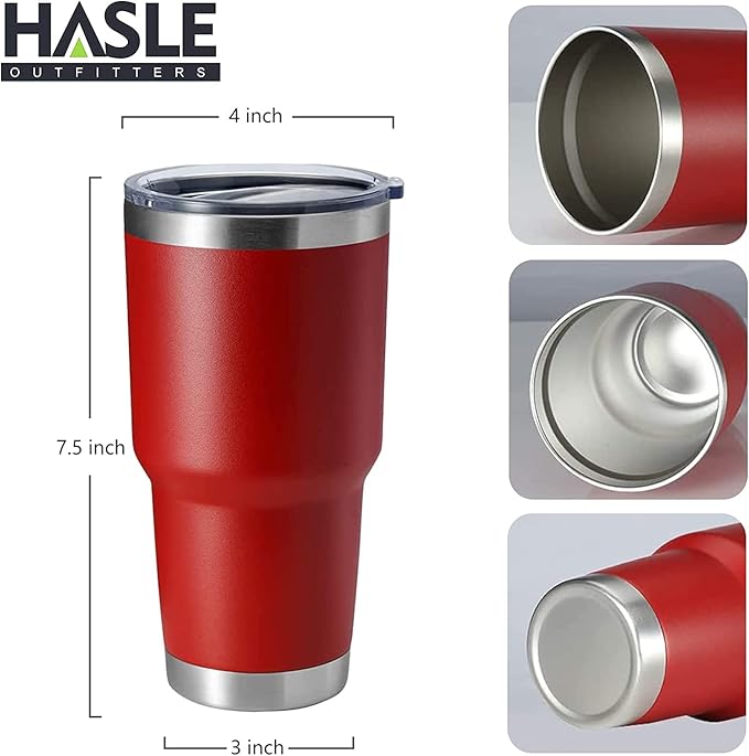 HASLE OUTFITTERS 30oz Stainless Steel Tumbler, Double Wall Vacuum Insulated Travel Mug Tumbler, Durable Insulated Coffee Mug, Gift Box Set (Red, 12)