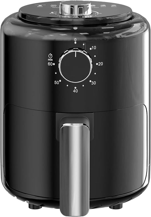 Compact Air Fryer Small 2QT, 4-in-1 Small Mini Airfryer, Bake, Roast, Reheat, 98% Less Oil, Adjustable Temperature Control w/ 60min Timer, Quiet, Nonstick & Dishwasher Safe Basket, BPA-Free, Grey