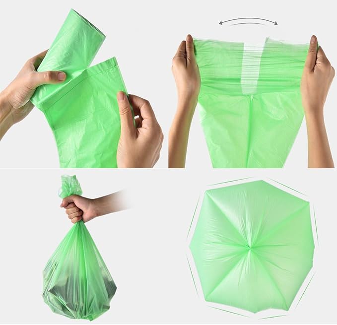 2.6 Gallon 10L Compost Bag, Small trash bag 200 Counts, Strong&Leakage-Free, Green Compostable Liner Bag for Food Scrap/Kitchen Compost Bin, Unscented Thick Trash Bag for Bathroom, Bedroom, Office
